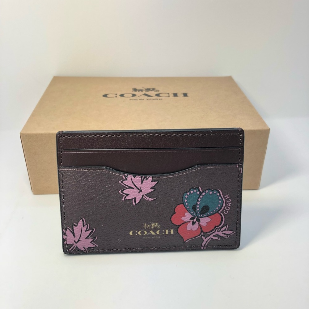 Coach Wildflower Print Coated Canvas Card Case - Picture 2 of 4